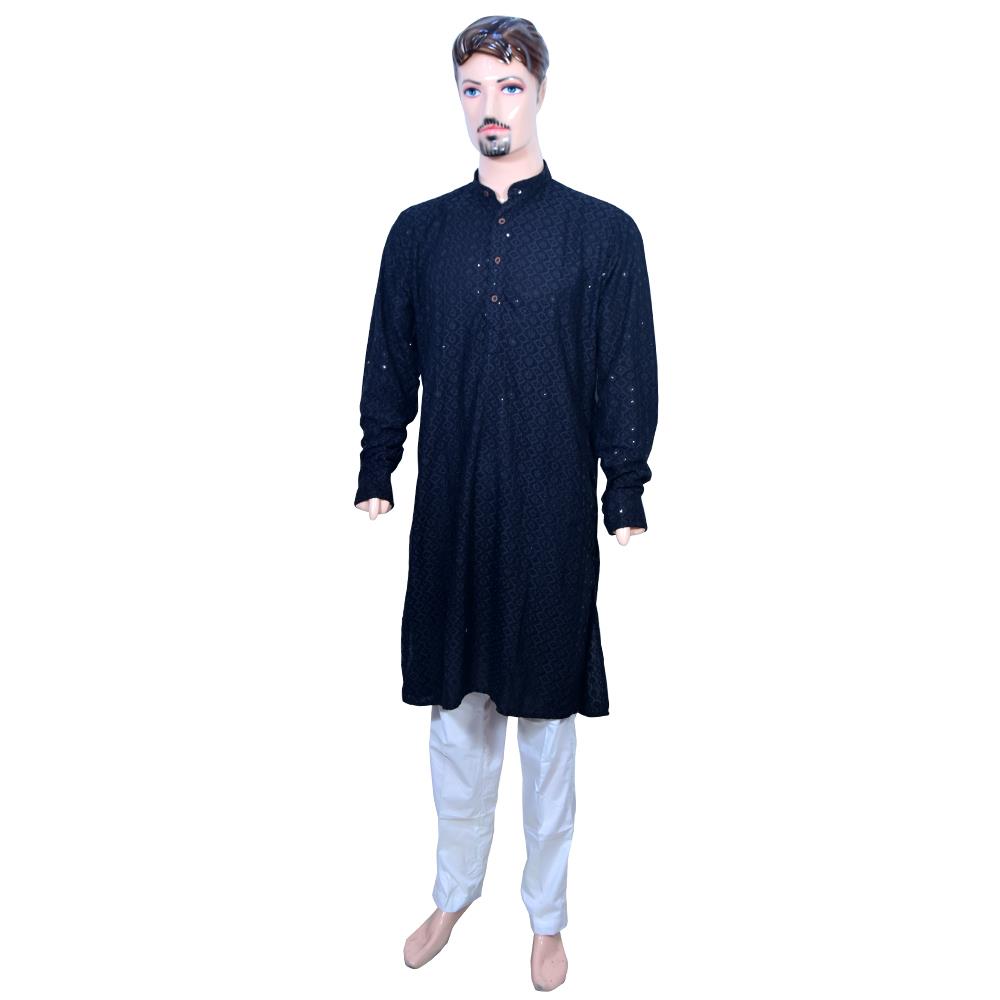 BLACK LUCKNAWAI CHICKEN KURTA SET