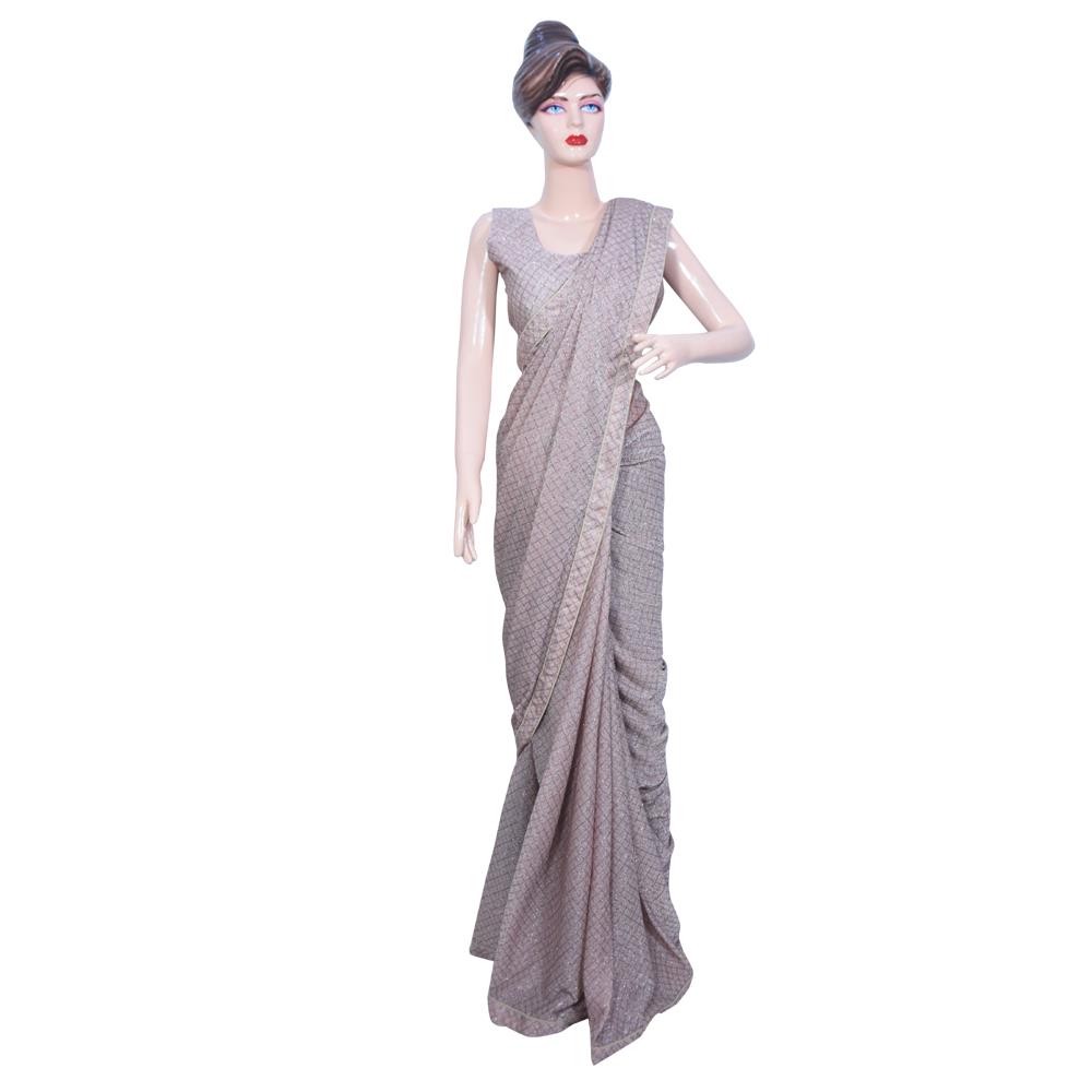 CREAM COLOUR SOFT CHECK SAREE