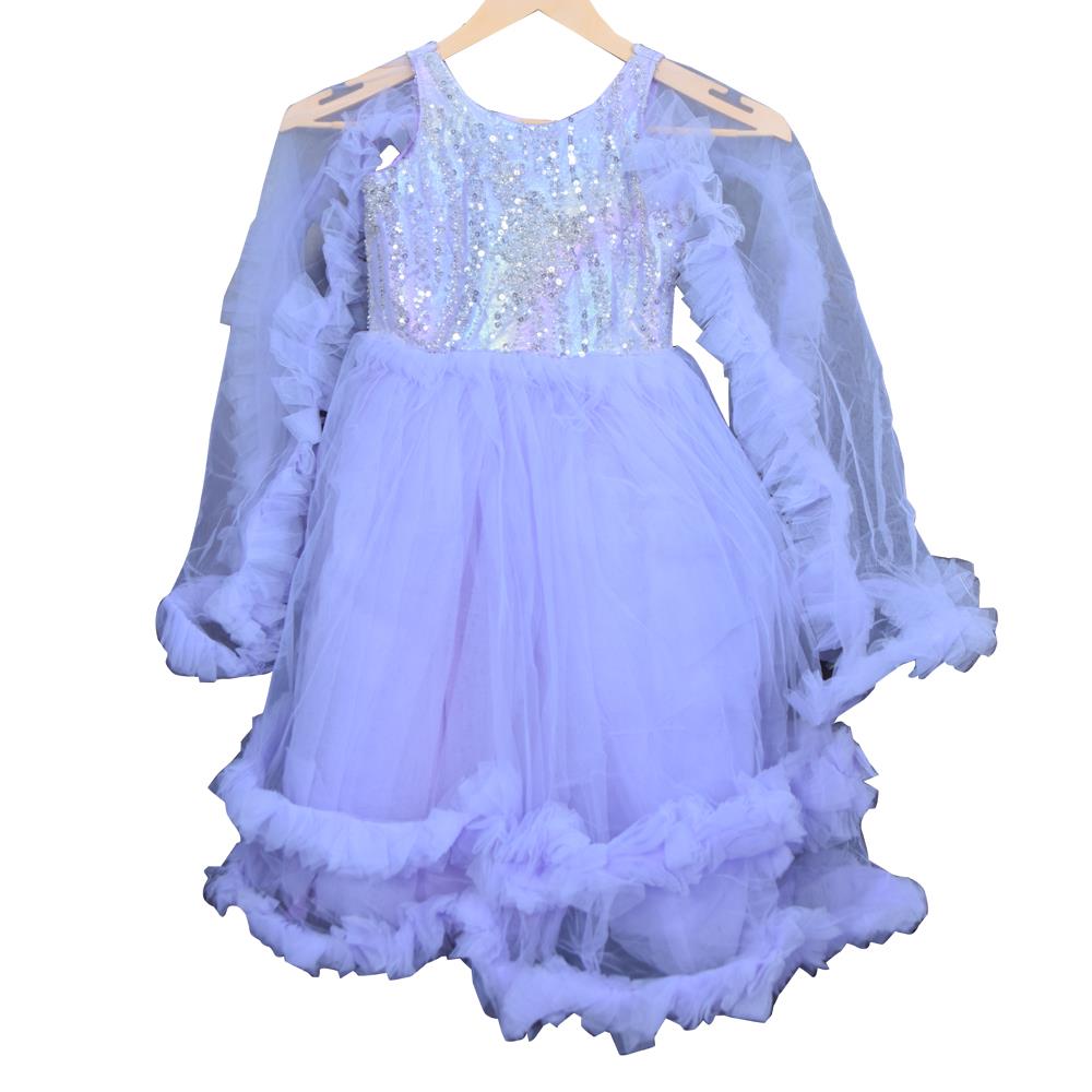 LAVENDER SILVER FRILL FROCK