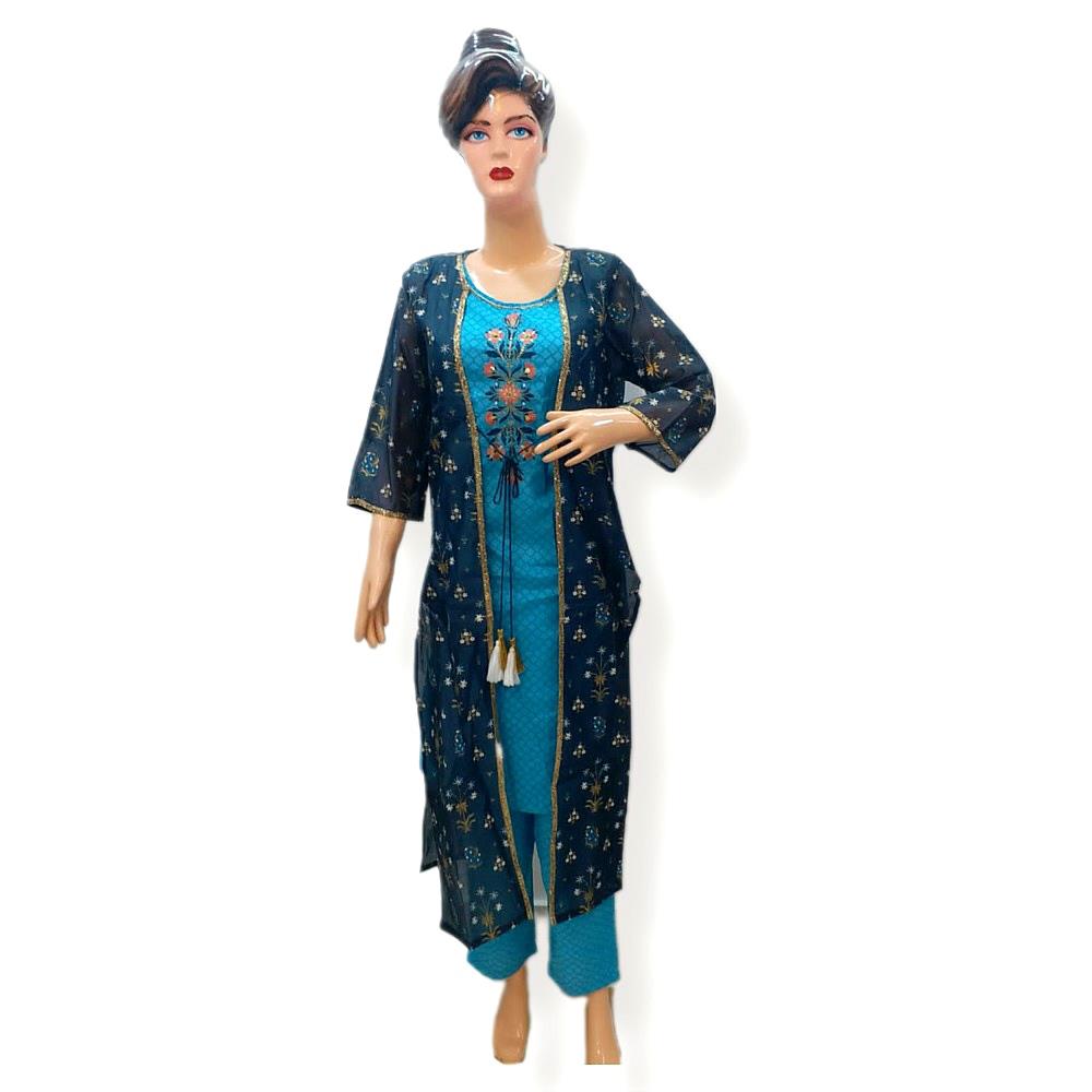 SKYBLUE PARTYWEAR FULL DRESS WITH SHRUG