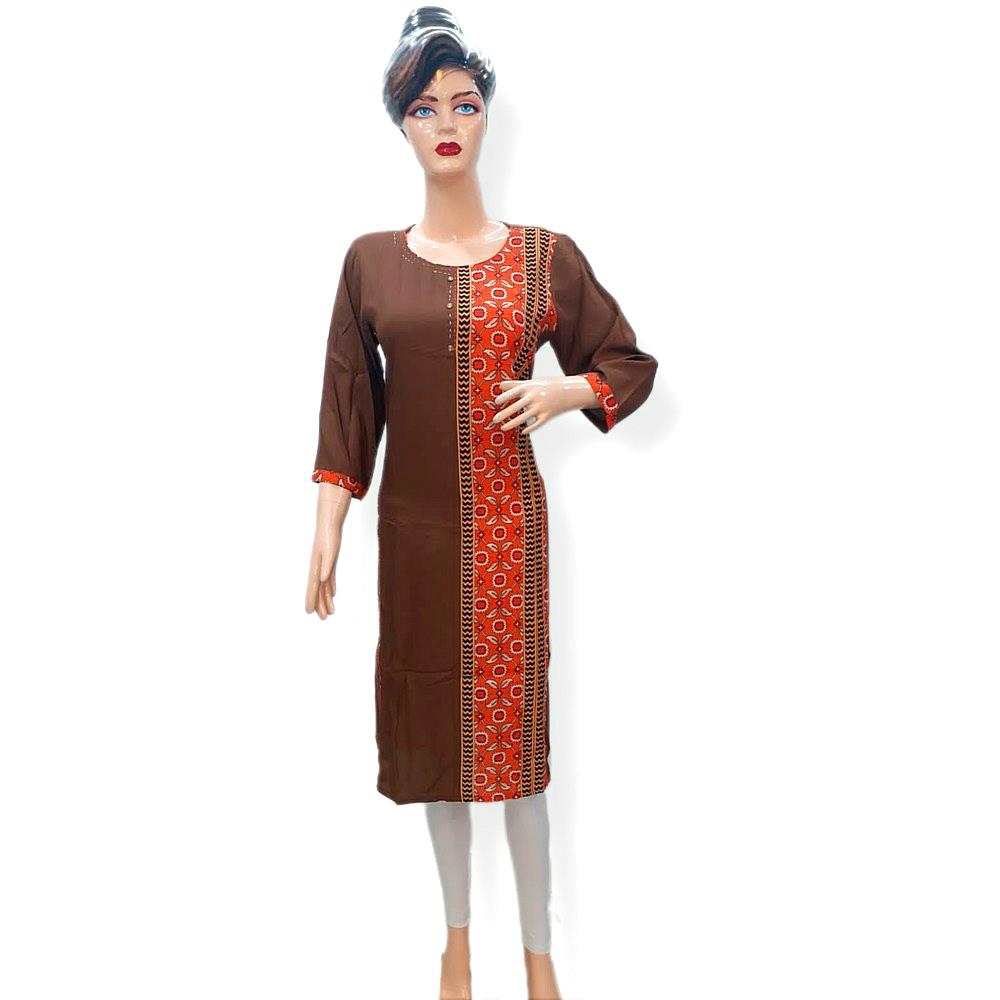 BROWN PRINTED KURTI