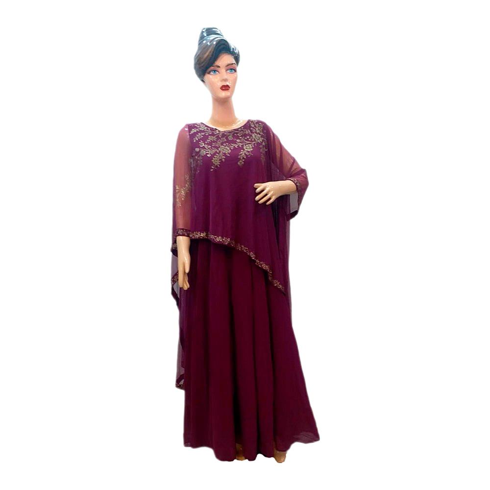 PURPLE PONCHO LONG DRESS