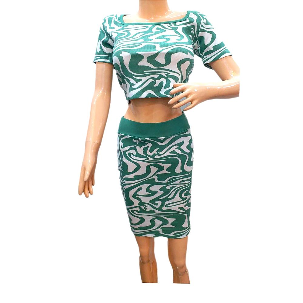 GREEN TWO PIECE TOP SKIRT